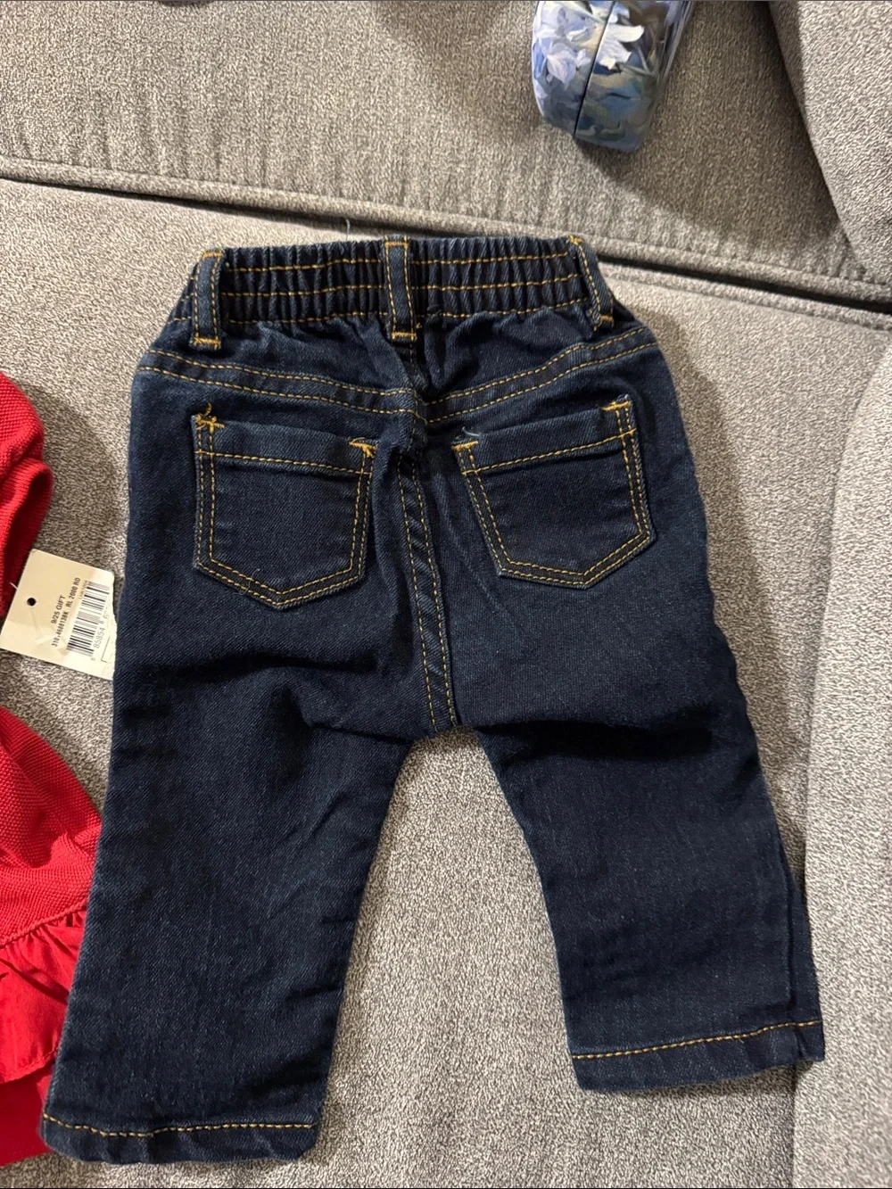 RALPH LAUREN INFANT SIZE 3 MONTH RED RUFFLE TOP NWT OLD NAVY DARK DENIM JEANS